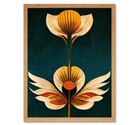 Wee Blue Coo Art Deco Abstract Tulips Orange Mustard Bold Painting Art Print Framed Poster Wall Decor 12x16 inch