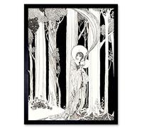 Wee Blue Coo Art Deco Portrait Forest Art Print Framed Poster Wall Decor 12x16 inch