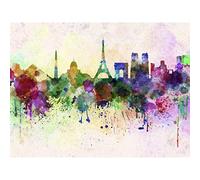 Wee Blue Coo Art Painting Drawing Cityscape Paint Splash Skyline Paris Canvas Print