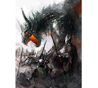 Wee Blue Coo Art Painting Drawing Fantasy Dragon Battle Medieval Warrior Large Art Print Poster Wall Decor 18x24 inch