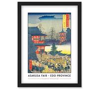 Wee Blue Coo Asakusa Fair Edo Province Utagawa Hiroshige Japanese Woodblock Classic Collection Artwork Framed Wall Art Print A4