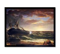 Wee Blue Coo Asher Brown Durand American Stranded Ship Old Painting Art Print Framed Poster Wall Decor 12X16 Inch