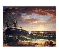 Wee Blue Coo Asher Brown Durand American Stranded Ship Old Painting Art Print Poster Wall Decor 12X16 Inch