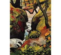 Wee Blue Coo August Macke Forest Brook Old Master Art Painting Large Art Print Poster Wall Decor 18x24 inch