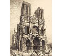 Wee Blue Coo Auguste Lepere French Reims Cathedral Old Painting Art Print Poster Wall Decor 12X16 Inch