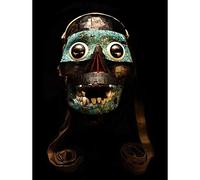 Wee Blue Coo Aztec Skull Face Mask Tezcatlipoca Art Print Poster Wall Decor 12X16 Inch