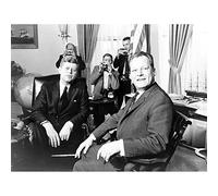 Wee Blue Coo B&W History Jfk Kennedy Mayor Willy Brandt Berlin Art Print Poster Wall Decor 12X16 Inch