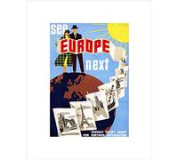 Wee Blue Coo B12X12354 Postkarte mit Eiffelturm-Brücke, Paris, London, gerahmter Druck