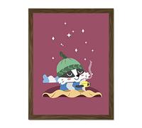 Wee Blue Coo Badger Cozy Tea Large Framed Art Print Wall Poster 18x24 inch