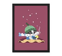 Wee Blue Coo Badger Cozy Tea Large Framed Art Print Wall Poster 18x24 inch