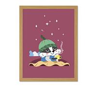 Wee Blue Coo Badger Cozy Tea Large Framed Art Print Wall Poster 18x24 inch