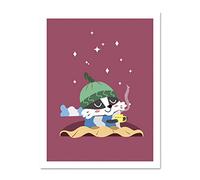 Wee Blue Coo Badger Cozy Tea Large Framed Art Print Wall Poster 18x24 inch