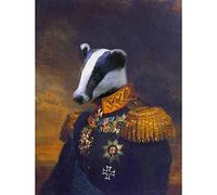 Wee Blue Coo Badger Head Napoleon Only Art Print Poster Wall Decor 12X16 Inch