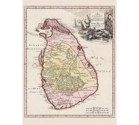 Wee Blue Coo Balda Relandi Map Ceylon Sri Lanka Only Art Print Poster Wall Decor 12X16 Inch