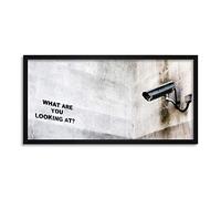 Wee Blue Coo Banksy CCTV Camera Graffiti Street Art Long Panel Framed Wall Art Print