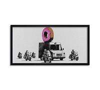 Wee Blue Coo Banksy Donut Doughnut Police Graffiti Long Panel Framed Wall Art Print