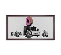 Wee Blue Coo Banksy Donut Doughnut Police Graffiti Long Panel Framed Wall Art Print