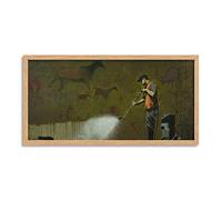 Wee Blue Coo Banksy Graffiti Prehistoric Pressure Wash Long Panel Framed Wall Art Print