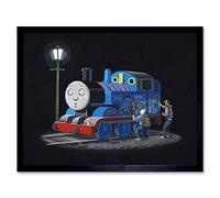 Wee Blue Coo Banksy Thomas Tank Engine Graffiti Street Art Print Framed Poster Wall Decor 12X16 Inch