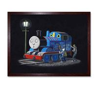 Wee Blue Coo Banksy Thomas Tank Engine Graffiti Street Art Print Framed Poster Wall Decor 12X16 Inch