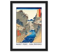 Wee Blue Coo Basket Ferry Hida Province Utagawa Hiroshige Japanese Woodblock Classic Collection Artwork Framed Wall Art Print A4