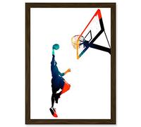 Wee Blue Coo Basketball Jump Hoop Ball Dunk Sport A4 Artwork Framed Wall Art Print
