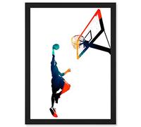 Wee Blue Coo Basketball Jump Hoop Ball Dunk Sport A4 Artwork Framed Wall Art Print