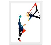 Wee Blue Coo Basketball Jump Hoop Ball Dunk Sport A4 Artwork Framed Wall Art Print
