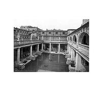 Wee Blue Coo Bath Roman Baths And Abbey II England Old BW Wall Art Print