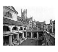 Wee Blue Coo Bath Roman Baths And Abbey Iv England Old BW Art Print Poster Wall Decor 12X16 Inch