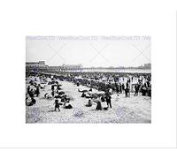 Wee Blue Coo Bathing Hour Atlantic City Nj Vintage Old BW Wall Art Print