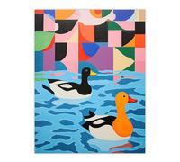 Wee Blue Coo Bathtime Buddies Vibrant Oil Painting Abstract Bath Ducks in Water Extra Large XL Wall Art Poster Print