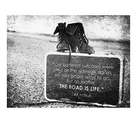 Wee Blue Coo Battered Suitcases Sidewalk Road Life Kerouac Quote Typography Art Print Poster Wall Decor 12X16 Inch