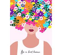 Wee Blue Coo Be a Kind Human Floral Woman Unframed Wall Art Print Poster Home Decor Premium