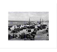 Wee Blue Coo Beach Scheveningen Holland Vintage History Old BW Wall Art Print