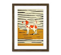 Wee Blue Coo Beagle Dog Illustration Springer Orange On Mustard Spaniel Artwork Framed Wall Art Print 18X24 Inch