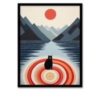 Wee Blue Coo Bear Lake Calm Kids Room Fun Red Blue Artwork Framed Wall Art Print A4