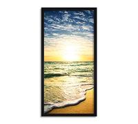 Wee Blue Coo Beautiful Sunset Over Beach Ocean Sky Long Panel Framed Wall Art Print