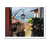 Wee Blue Coo Bellagio Lake Como Italy Street Scene Art Print Framed Poster Wall Decor 12X16 Inch