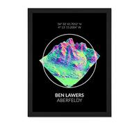 Wee Blue Coo Ben Lawers Mountain Topography Perthshire Scotland Large Framed Art Print Poster Wall Decor 18x24 inch
