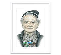Wee Blue Coo Bill Murray Tattoo Inked Ikons Wayne Maguire Artwork Framed Wall Art Print 12X16 Inch