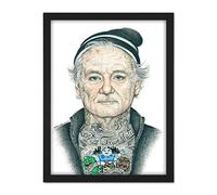 Wee Blue Coo Bill Murray Tattoo Inked Ikons Wayne Maguire Artwork Framed Wall Art Print 18X24 Inch