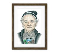 Wee Blue Coo Bill Murray Tattoo Inked Ikons Wayne Maguire Artwork Framed Wall Art Print 18X24 Inch