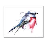 Wee Blue Coo Bird Robin Watercolour Art Print Framed Poster Wall Decor 12x16 inch