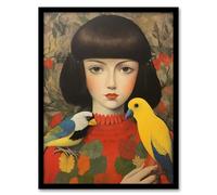 Wee Blue Coo Birds Of A Feather Modern Portrait Art Print Framed Poster Wall Decor 12x16 inch