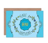 Wee Blue Coo BIRTHDAY BRAW SCOTTISH DESIGN NEW ART GREETINGS GIFT CARD