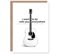 Wee Blue Coo Birthday Card I Want To Be With You Everywhere Black White Guitar
