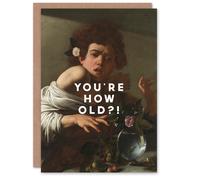 Wee Blue Coo Birthday Card You're How Old? Shocked Caravaggio Painting Funny Wee Blue Coo Multicolor