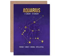Wee Blue Coo BIRTHDAY CARD - ZODIAC STAR SIGN ASTROLOGY AQUARIUS