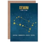 Wee Blue Coo BIRTHDAY CARD - ZODIAC STAR SIGN ASTROLOGY BLUE GEMINI